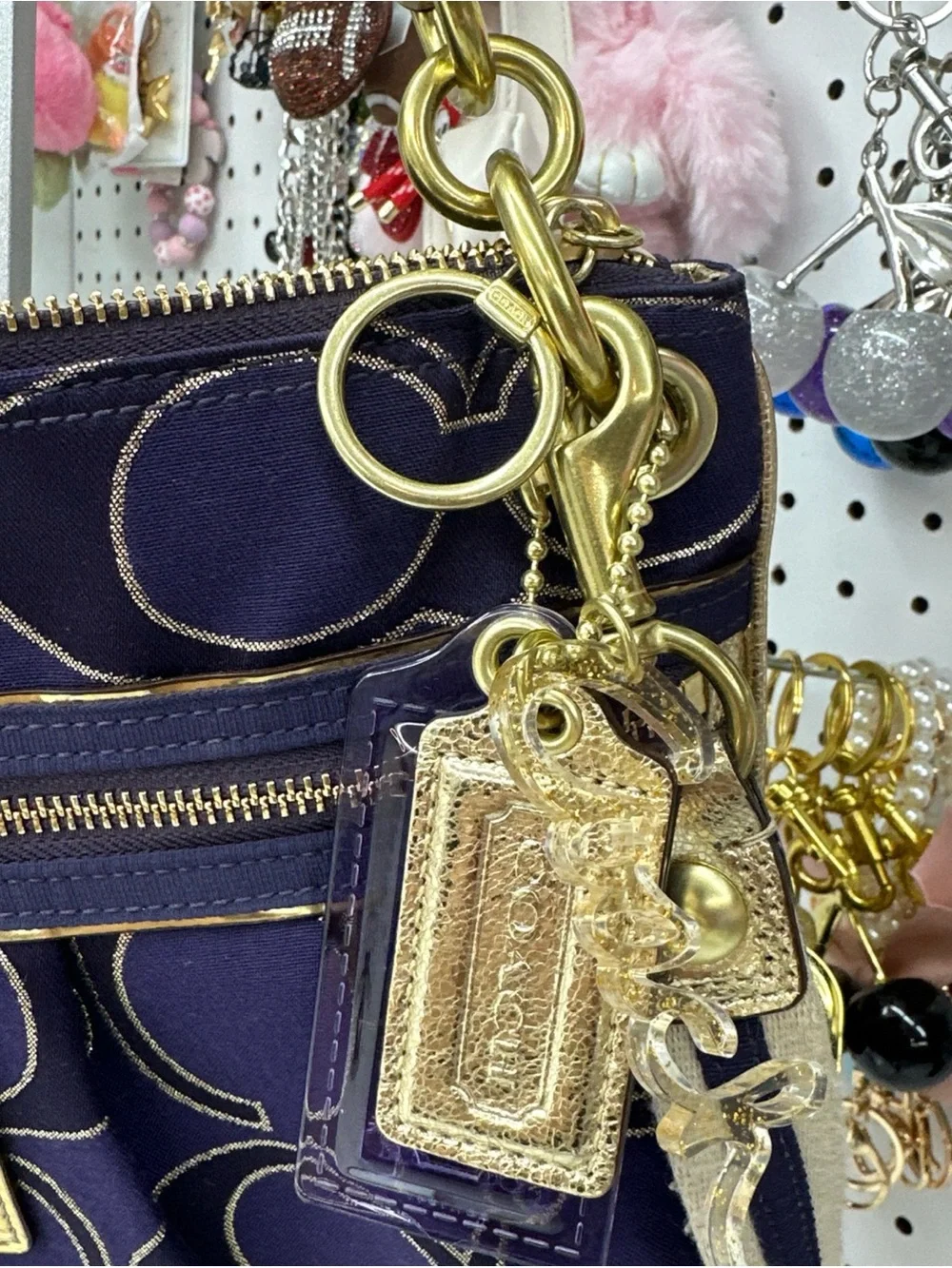 Coach Poppy Signature Sateen Glam Tote Purse Gold And Purple Y2K